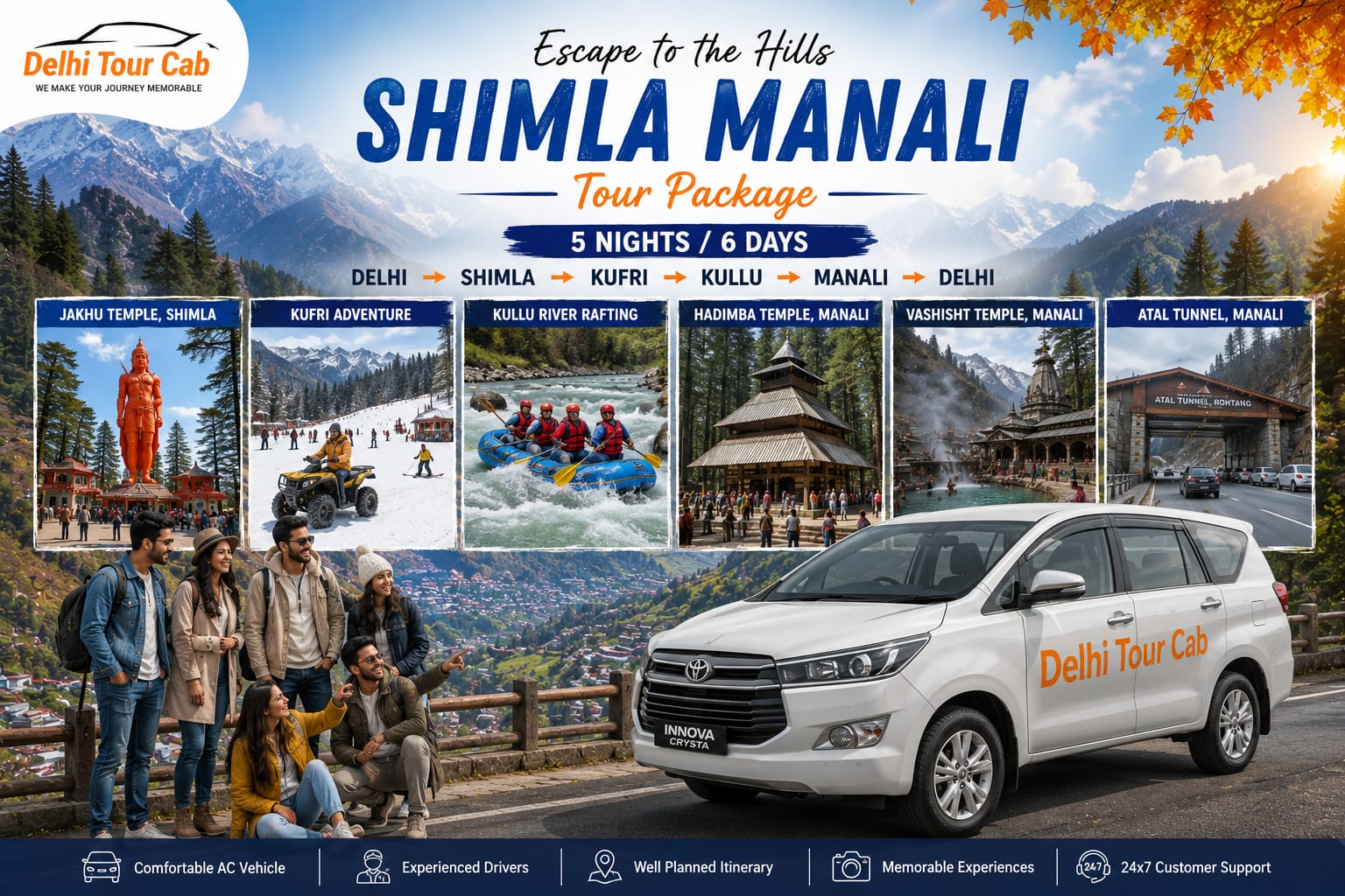 Delhi to Shimla Manali tour package by car 5Night 6 days
