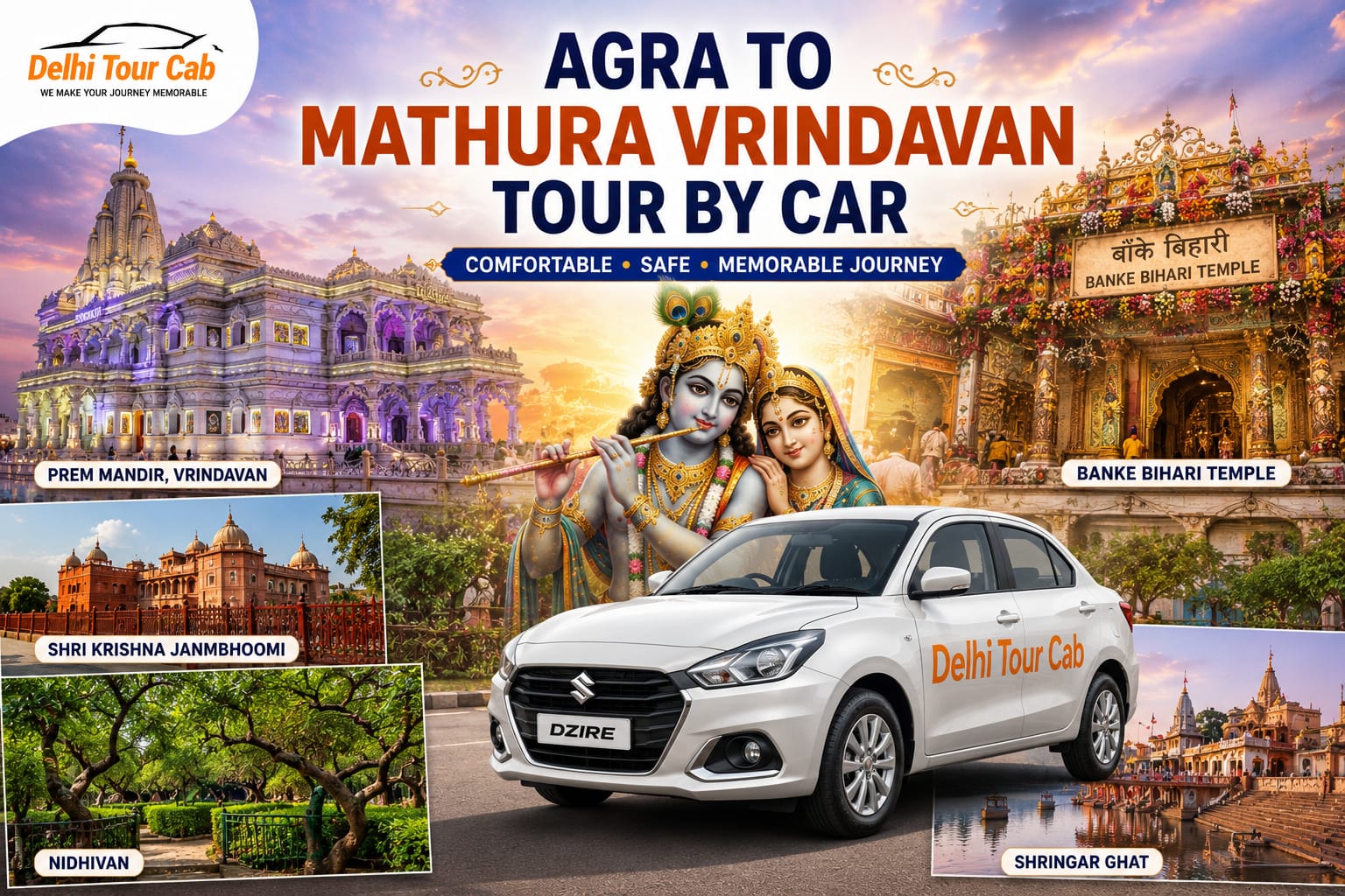 Oneday Agra to Mathura Vrindavan tour by car