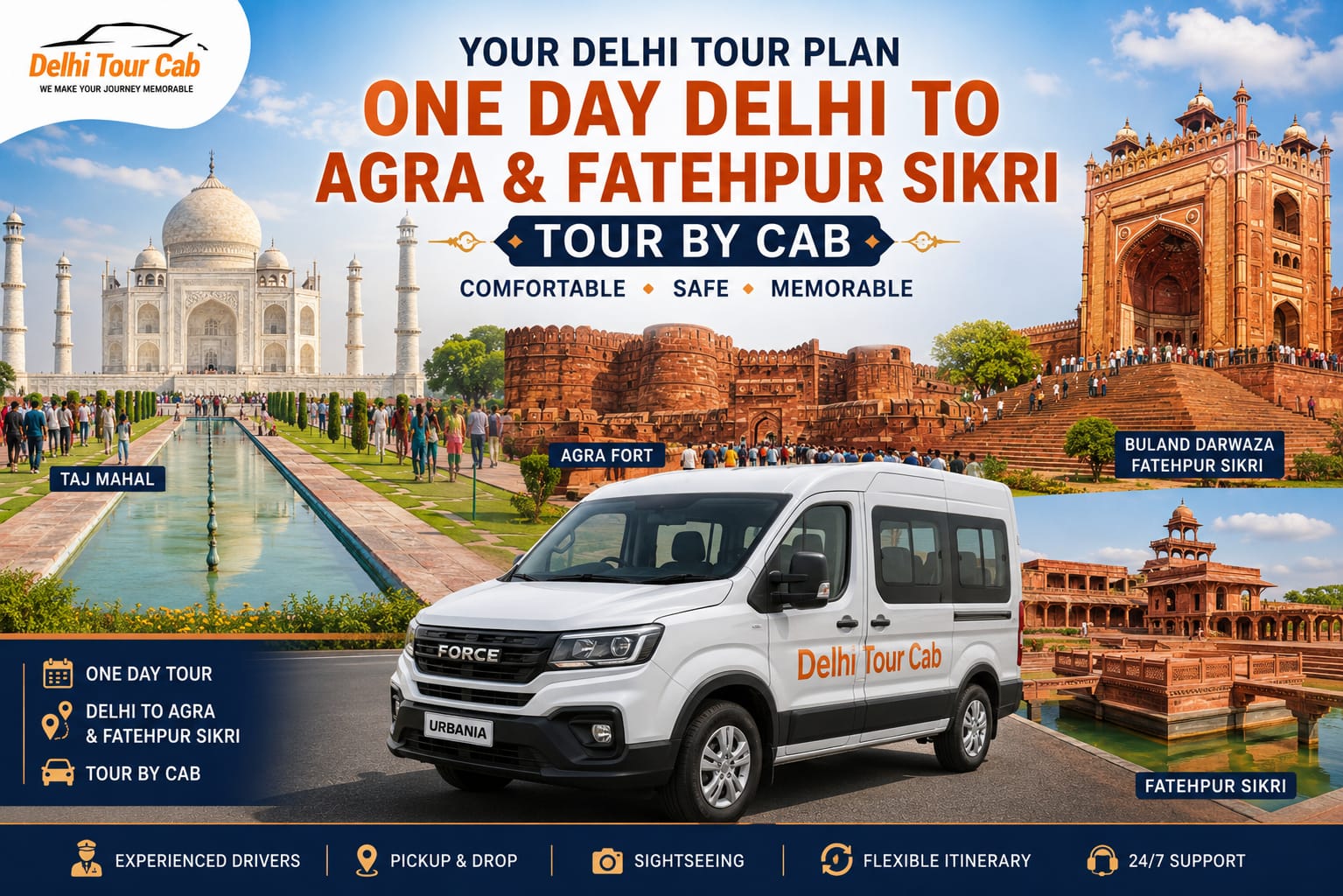 Oneday Delhi to Agra Fatehpur Sikri Tour by Cab