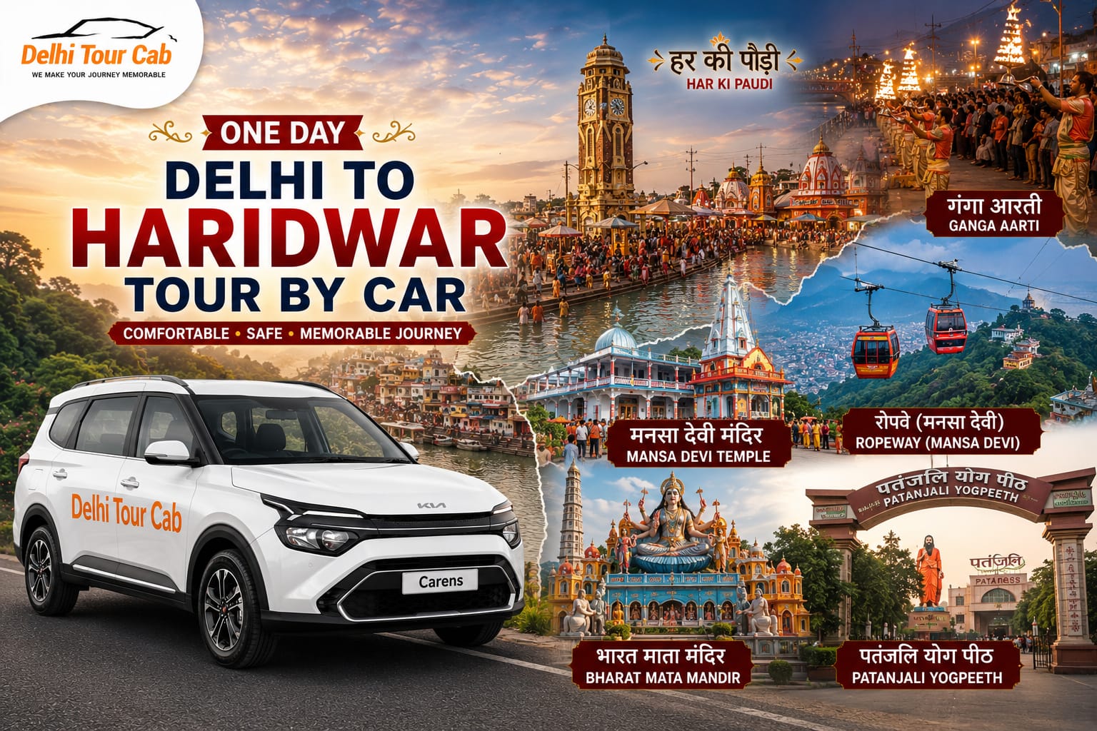 Oneday Delhi to Haridwar Tour by Cab