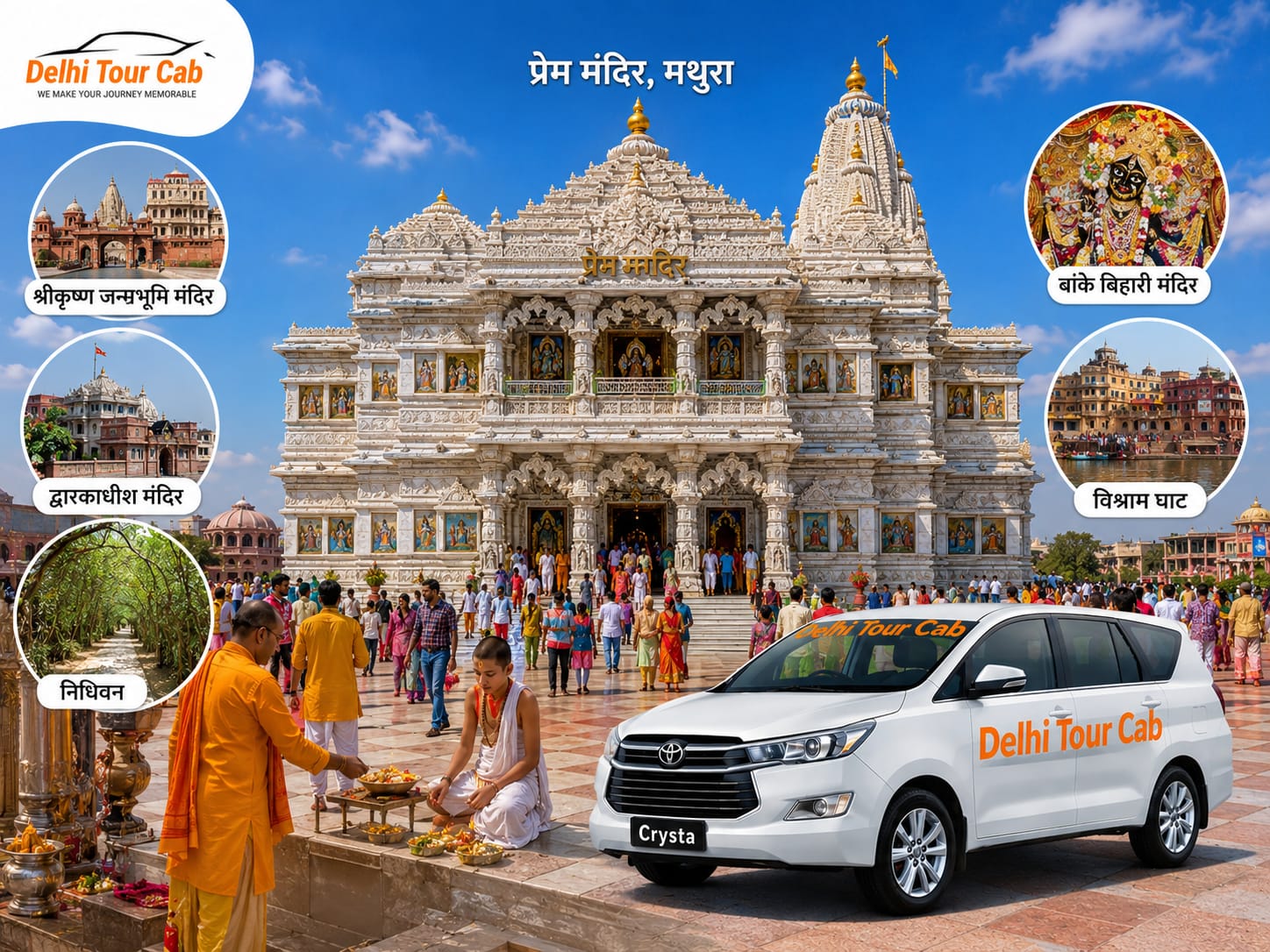 Oneday Noida/Greater Noida to Mathura Vrindavan tour by Car