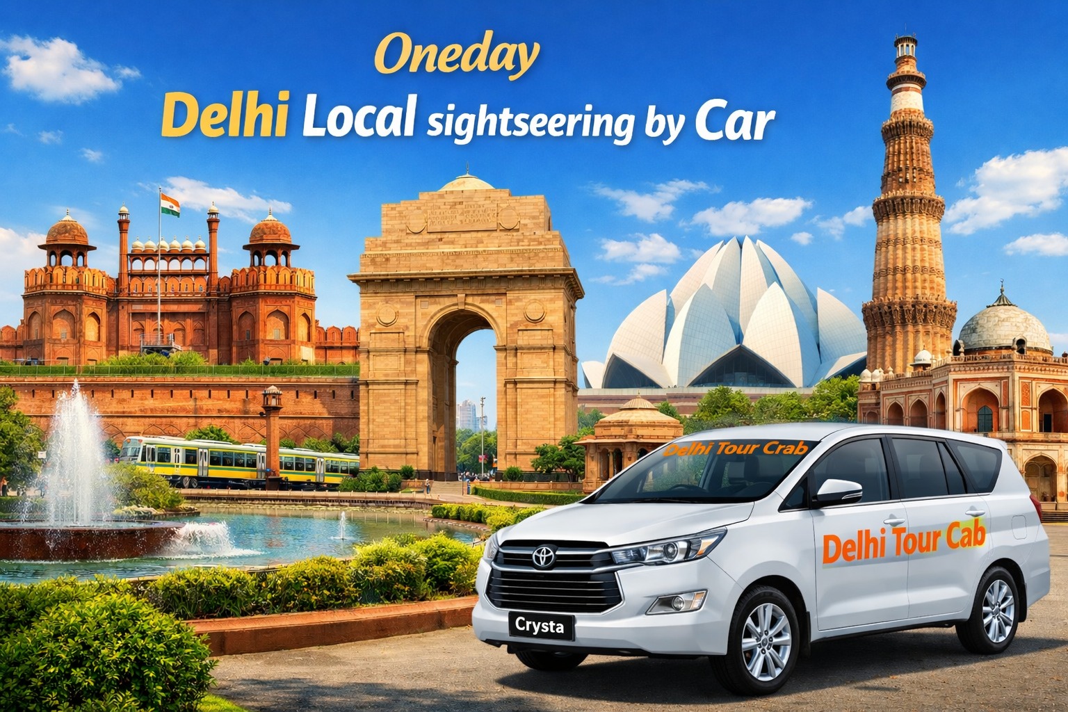 One day Noida Greater Noida to Delhi local sightseeing tour by car